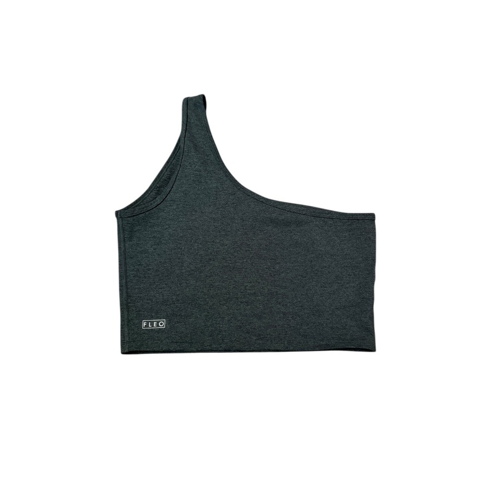 FLEO One Shoulder Crop Tank Top‎ Women's Medium Green Athleisure Workout